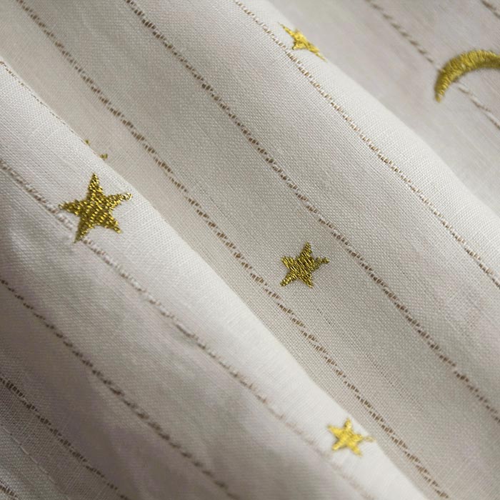Custom Little Prince Moon & Star Embroidered Cotton-Linen Curtains / Drapes | MIFU Decor