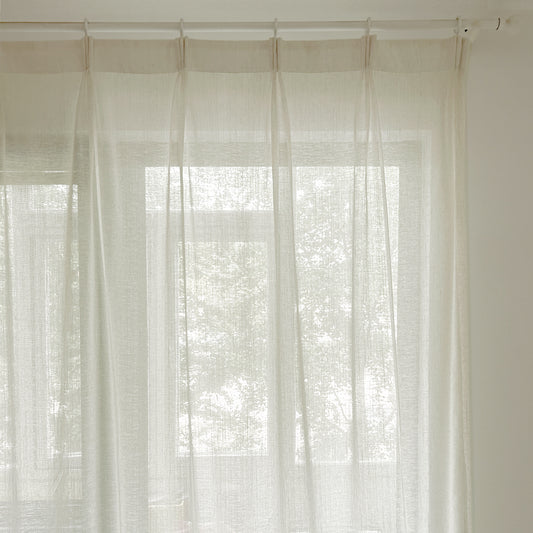 Custom Violette Linen Textured Neutral Sheer Curtains / Drapes | MIFU Decor