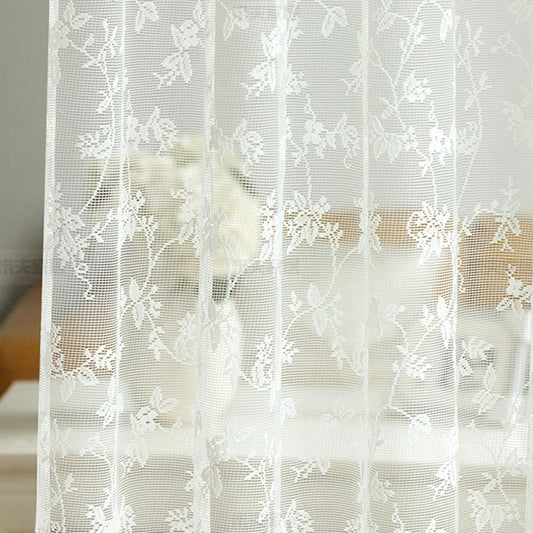 Custom Branches Jacquard Floral Lace Sheer Curtains / Drapes | MIFU Decor