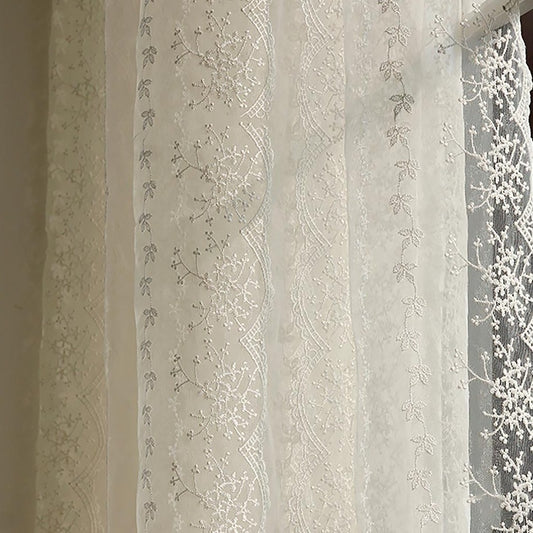 Custom Elisabeth Cotton Embroidered Floral Lace Sheer Curtains / Drapes | MIFU Decor