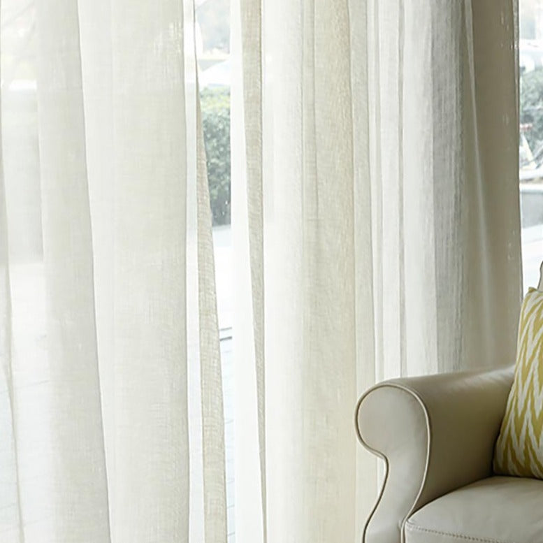 Custom Charlotte Woven Neutral Sheer Curtains / Drapes | MIFU Decor