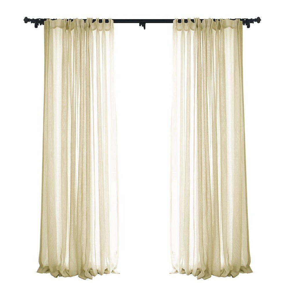 Custom Charlotte Woven Neutral Sheer Curtains / Drapes | MIFU Decor