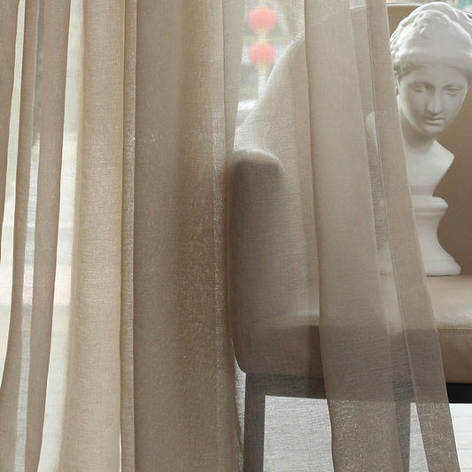 Custom Latte Classical Yarn-dyed Sheer Curtains / Drapes | MIFU Decor