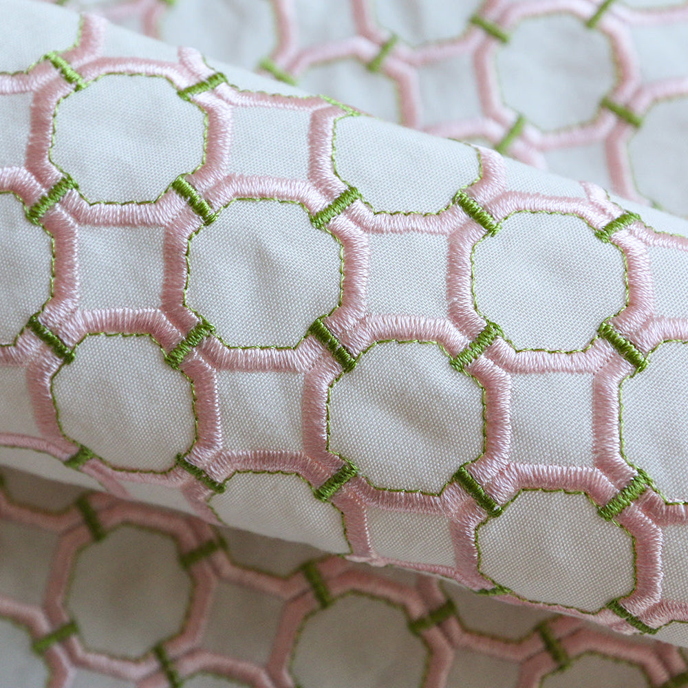 Custom Bella Geometric Embroidered Roman Shades | MIFU Decor