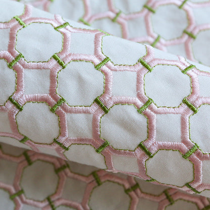 Custom Bella Geometric Embroidered Roman Shades | MIFU Decor