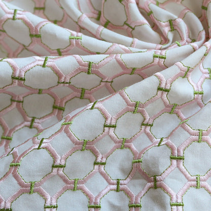 Bella Geometric Embroidered Simulated Silk Drapes/Curtains