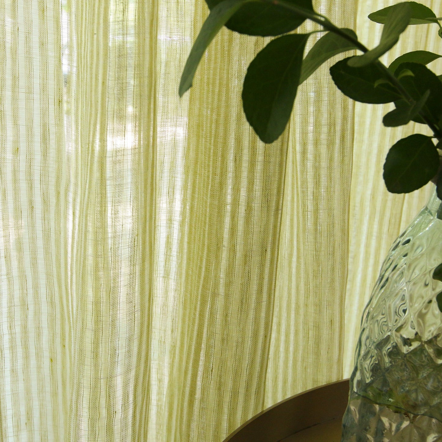 Custom Lunaria 100% Organic Linen Jacquard Light Filtering Sheer Curtains / Drapes | MIFU Decor