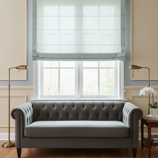 Custom Walden Double Gauze Yarn-Dyed Roman Shades | MIFU Decor