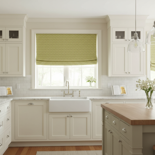 Custom Grass Diamond Jacquard Roman Shades | MIFU Decor