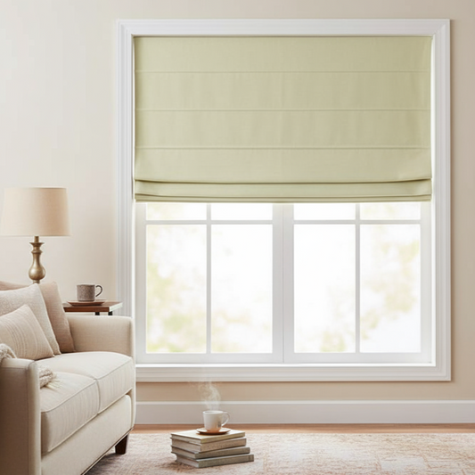 Custom Grace Solid Yarn-Dyed Roman Shades / Blinds | MIFU Decor