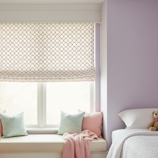 Custom Bella Geometric Embroidered Roman Shades | MIFU Decor