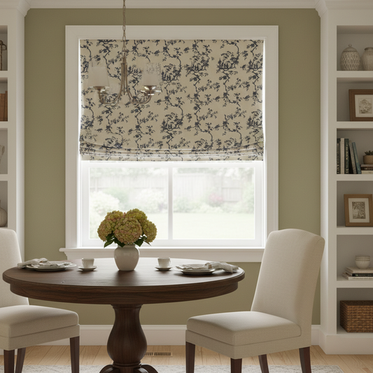 Custom Tranquil Terrace Double-Sided Jacquard Roman Shades | MIFU Decor
