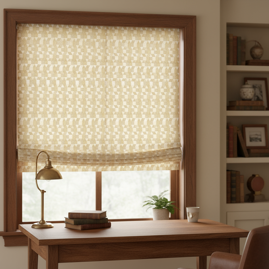 Custom Prism Geometric Jacquard Roman Shades | MIFU Decor