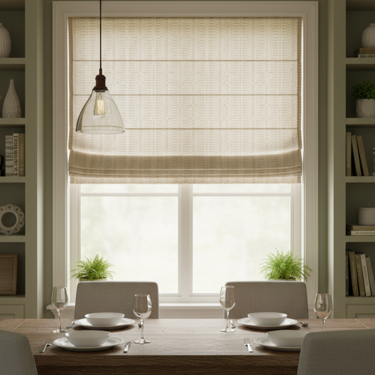 Custom Soluna Jacquard Weave Roman Shades | MIFU Decor