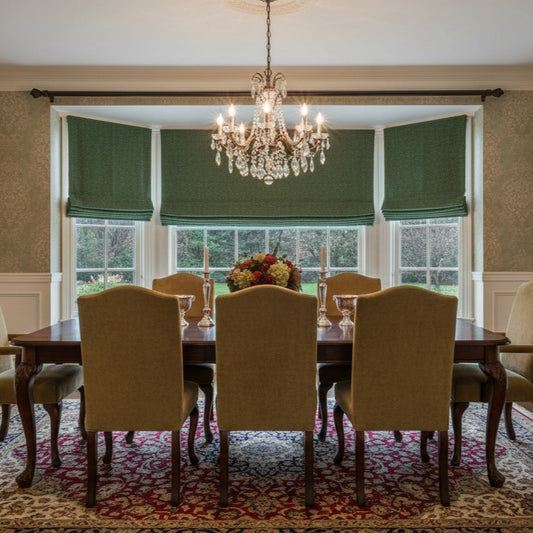 Custom Forest Dark Green Solid Roman Shades | MIFU Decor