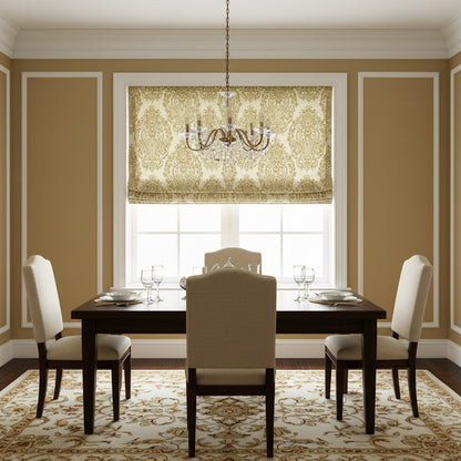 Damask Cotton-Linen Floral Print Roman Shades