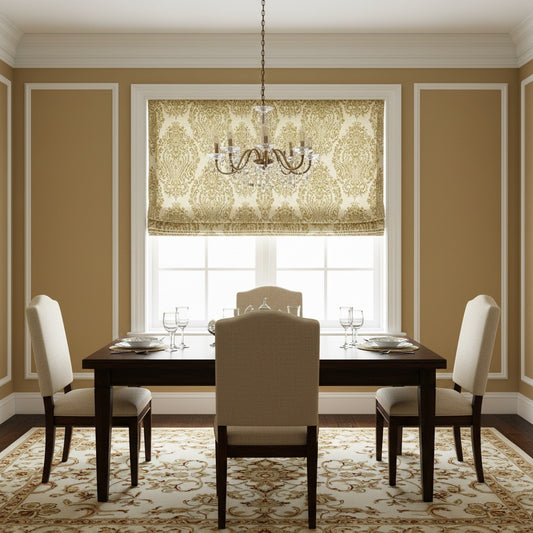 Custom Damask Cotton-Linen Floral Print Roman Shades | MIFU Decor