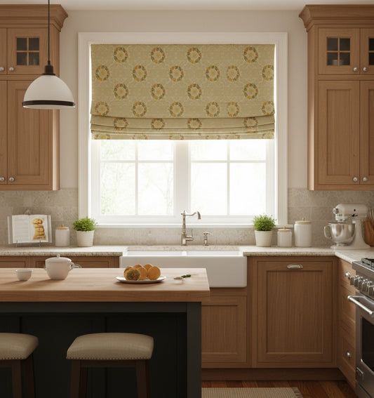 Custom Wreath Floral Jacquard Roman Shades | MIFU Decor