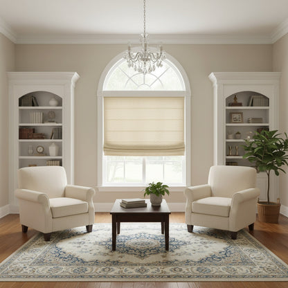 Custom Seawave Jacquard Roman Shades | MIFU Decor