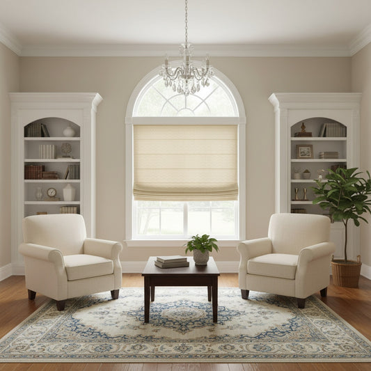 Custom Seawave Jacquard Roman Shades | MIFU Decor