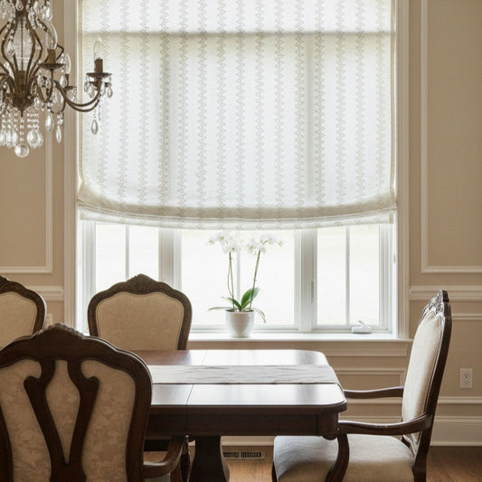Custom Eugénie Raised Jacquard Roman Shades | MIFU Decor